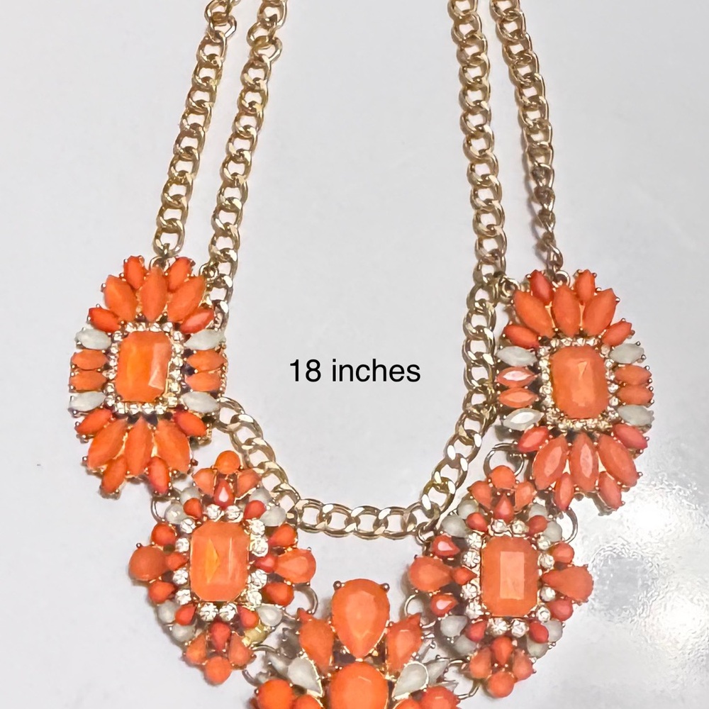 Vibrant Gold and Orange Floral Necklace